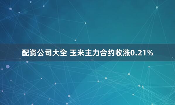 配资公司大全 玉米主力合约收涨0.21%