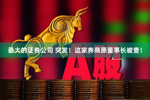 最大的证券公司 突发！这家券商原董事长被查！