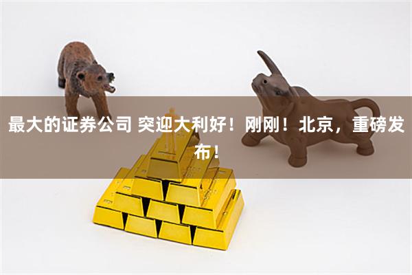 最大的证券公司 突迎大利好！刚刚！北京，重磅发布！